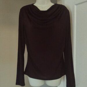 NWT Burgundy Draped Cowl-Neck Long Sleeve Top - Size MEDIUM